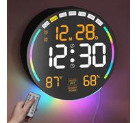 Large Digital Wall Clock with 10.3"Big LED Wall Clock Display,Alarm,Countdown Timer,DST,Temperature, Humidity Auto-Dimming,Remote Control,Night Light for Classroom,Bedroom,Living Room,Office,Gym