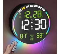 Large Digital Wall Clock with 10.3"Big LED Wall Clock Display,Alarm,Countdown Timer,DST,Temperature, Humidity Auto-Dimming,Remote Control,Night Light for Classroom,Bedroom,Living Room,Office,Gym