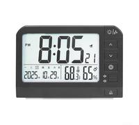 Large Digital Wall Clock with LED Display, Dual Alarm Settings, Integrated Calendar, Temperature and Humidity Monitor, 12/24 Hour Format Selection and Backlight (black)