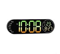 Large Digital Wall Clock with RGB Color Changing Display, 9 Colors & Remote Control, Countdown Timer up to 99M59S, Adjustable Brightness, Temp Display, Foldable Bracket for Kitchen Bedroom