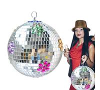 Large Disco Ball - 8 Inch Silver Mirror Prop, Reflective Outdoor Design, Hanging Ring Accessory, Party Decoration | Suitable for Bar, Dj, Club, Stage, C