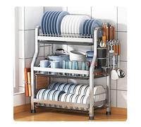 Large Dish Rack with Kitchen sil Holder, Heavy-Duty 60kg Load Capacity, Efficient Draining Shelf for Fast Drying, Perfect for Kitchen nization and Space Saving