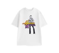 Disney Hannah Montana Womens White Graphic Tee | Short Sleeve Top with Character Illustration & Lightning Bolt Design | Everyday Wear T-Shirt | TV Show Merch - Large
