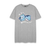 Disney Lilo & Stitch Stitch Women's Grey Marl Nightie | Sleep All Day Graphic TGown | Cute Sleepwear PJ Set | Character Nightwear for Ladies