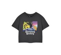 Disney Princess Aurora Womens Grey Cropped Graphic Tee | Short Sleeve T-Shirt for Her | Fairytale Character Apparel | Sleeping Beauty Theme Top | Casual Fashion for Ladies