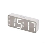 Large Display Bedroom Alarm Clock with Adjustable Dimmer, Loud Alarm with 7 Volume Options, 12/24 Hour Time Format and Daylight Saving Time Function (white)