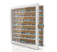 Large Display Case for 1/64 Scale Model Cars, Wall-Mounted or Freestanding Wood Display Cabinet for Hot Wheels, Mini Toys, Minifigures, UV Protection Shadow Box, Display Case, White