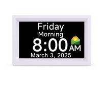 Large Display Digital Clock with Extra Large Font, 5 Alarms & 3 Medicine Reminders, Auto Brightness Adjustment for Elderly & Impaired Vision