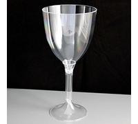 Large Disposable 2 Piece Plastic Wine Glass, Pack of 20
