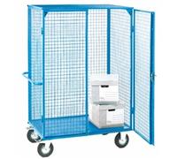 Large Distribution Trolley Lockable Doors; Castors; Steel; Blue