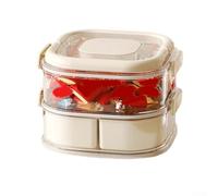 Large Divided Snack Candy Box with Silicone Sealing Lid, Dust and Moisture Proof Food Storage Container for Nuts Fruits Dried Snacks, New Year Living Room Organization Tray(white)