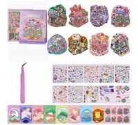 Large DIY 3D Sticker Scene Collection Book for Kids Adults 8 Sets Cute Play Park Hamburg Castle Library Make Your Own Shop House Stickers for Gifts Therapy for Adult Relief Stress Pass The Time