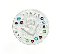 Large DIY Handprint Stepping Stone Kit - Mother's Day Family Keepsake Gift with Letter Stamps, Colored Stones, for Garden or Home Decor, Indoor Outdoor Art Activity (10in)