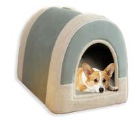 Large Dog Bed 2 in 1 Dog House Bed for Indoor Cat,Calming Warm Pet Cave Washable Luxury Pets House with Removable Anti Anxiety Plush Sleeping Cushion Flodable (XL-25.6x21x19.7in,D)