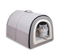 Large Dog Bed 2 In 1 Dog House Bed for Indoor Cat,Waterproof Calming Warm Pet Cave Washable Luxurious Dogs House Removable Anti Anxiety Pet Beds Foldable Soft Crate Mattress (A,M-17.7*12.6*13.8in)