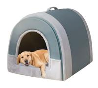 Large Dog Bed 2 in 1 Fluffy Dog House Bed for Indoor Cat,Indoor Warm Pet Kennel Cave with Handle Anti Anxiety Cats House Luxury Calming Beds Kennel for Large Medium Dogs (Green,XXL(80*60*60cm))