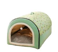 Large Dog Bed - 2-in-1 Pet Cave and Cat Igloo, Cozy Sleeping Bag for Dogs, Warm Winter Puppy Nest, Detachable Cushion, Foldable and Washable Design, S:40x35x35cm, Green