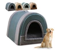 Large Dog Bed 2-IN-1 Removable Dog House,XL/XXL Non Slip Washable Warm Pet Cave Luxurious Calming Dogs Bed Anti Anxiety Pet Beds for Indoor Cats Dogs (Grey,S-16.5 * 12.6 * 11.8in)