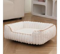 Large Dog Bed, Soft Washable Plush Mattress, Rectangular Cat Beds, Pet Bed for Small Medium and Large Pets (White,50x40cm)