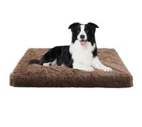 Large Dog Bed Washable, Anti-Anxiety Fluffy Calming Dog Crate Bed, Pet Crate Mattress with Removable Cover, Pet Cat Cushion Mat, Puppy Pillow Cushion (100x60x10cm,Khaki)