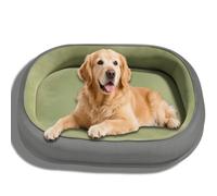 Large Dog Bed Washable Dogs Bed Cushion,Luxury Dog Mat Support Sleep Soft Anti Anxiety Pet Beds Crate Mattress Removable Cover (Green,L-60 * 50CM)