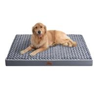 Large Dog Bed Washable - Orthopedic Dog Bed with Removable Washable Cover, Waterproof Lining and Nonskid Bottom, Breathable Rose Plush Crate Mattress Mat for Medium Large Pets, Grey, 107x76x10.2cm