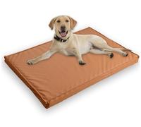 Large Dog Bed Waterproof,Calming Cat Bed Cushion Anti Anxiety Washable Dog Sleeping Mat,Support Sponge Pet Beds Crate Mattress Removable Leather Cover (L 80 * 60 * 6CM,Khaki)