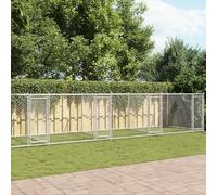Large Dog Cage with Lockable Doors, Grey 12x2x1.5m Galvanised Steel Outdoor Dog House for Play, Exercise, and Secure Pet Containment