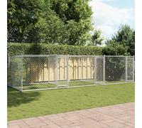 Large Dog Cage with Lockable Doors, Grey 6x2x1.5m Galvanised Steel, Outdoor Dog Kennel for Play and Exercise