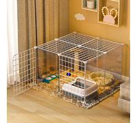 Large Dog & Cat Cage - Indoor Playpen & Enclosure For Cats, Ferrets & Large Dogs - Easy To Clean Kennel With Litter Box - Ideal Exercise Space For 1-3 Cats,75x75x47cm