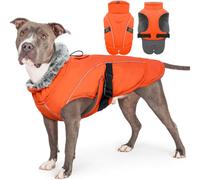 Large Dog Coat, Soft Fleece Warm Underbelly Coat Thick for Large Dogs Cold Weather Jacket Outdoor Keep Pets Warm during Cold Weather(Orange, 2XL)