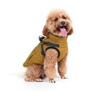 Large Dog Coat with Harness, Waterproof Winter Jacket Warm, Yellow XXL | Reflective Windproof Cold Weather Dog Coat with Harness, Fleece Lined, Zipper, Adjustable Dog Jackets Snowsuit Puffer Clothes
