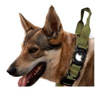 Large Dog Collar with Air Tag Holder, Air Tag collar with Close-up braking handle for German Shepherds, Labrador,Rottweilers, Triple Anti-Breakaway, Nylon,11.7''-24.57'' (Green, XL(19.5-24.57in))