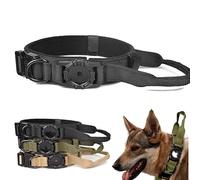 Large Dog Collar with Air Tag Holder, Air Tag collar with Close-up braking handle for German Shepherds, Labrador,Rottweilers, Triple Anti-Breakaway, Nylon,11.7''-24.57'' (Black, S(11.7-13.65in))
