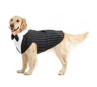 Large Dog Costume, Large Dog Tuxedo Outfit Halloween Costumes for Big Dogs Men In Black Suit(Black Strips, XXL)