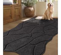 Large Dog Door Mat for Muddy Paws, 35x59 Absorbent Dirt Trapper Long Door Mat, Non-Slip Washable Mud Mat for Dogs, Polyester Microfiber Soft Pet Rug for Entryway, Mud Dog Paws, Patio (Charcoal)