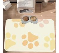 Large Dog Feeding Mat 90 X 60 CM Pet Food Mat for Dog Cat Bowls Floors | Perfect for Most Medium and Large Dogs or Multiple Pets,Can Hold Cats Dogs Bowl,Dish,Drinking Fountain,Orange Paw Print