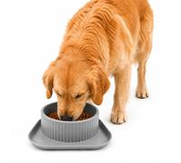 Large Dog Food Bowl, Durable Plastic, Non-Slip Base, Easy to Clean, for Small, Medium and Large Dogs (Grey)