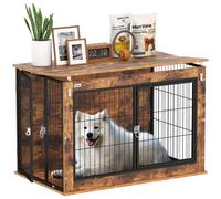 Large Dog Furniture Crate with Flip-Up Top and 2 Doors Indoor Pet Home