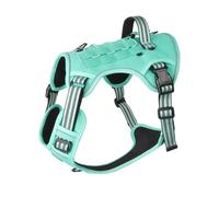 Large dog harness with high strength material provides complete control and protection for daily walks and travel adventures. Large dog harness