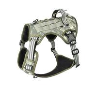 Large dog harness with high strength material provides complete control and protection for daily walks and travel adventures. Large dog harness