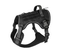 Large dog harness with high strength material provides complete control and protection for daily walks and travel adventures. Large dog harness