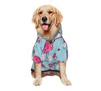 Large Dog Hoodie Pink Flamingo Watercolor Pattern Pet Clothes Sweater with Hat Soft Cat Outfit Coat X Large