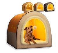 Large Dog House 2 in 1 Calming Pet Cave Waterproof,Foldable Non Slip Dog Bed Sofa Luxurious Windproof Cozy All-Season Pet Kennel for Indoor Dogs Cats (M-42x40x36CM,C)