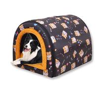 Large Dog House Bed 2-in-1 Pet Cave,Waterproof Luxury Puppy Bed House Removable Soft Cushion,Foldable Washable Cat Igloo Sofa Beds Crate Mattress (E,42 * 32 * 35CM)