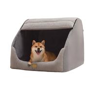 Large Dog House Indoor, Soft Plush Dog Cave Bed Covered Dog Bed with Fluffy Washable Cushion, Portable Dog/Cat Pet Tent House for Small Medium Dogs (Grey, X-Large)