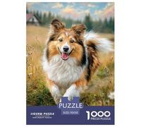 Large Dog Jigsaw Puzzle Shetland Sheepdog 1000 Pieces - Picture Guide Educational Game for Kids & Adults | 70x50cm/1000pcs