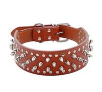 Large Dog Metal Rivets Collars Traction Leash Anti-breaking Neck Belt Luxury Leather Dog Collar Cool Spikes Metal Rivet For Pet