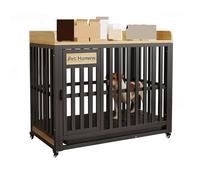 Large Dog Outdoors Reinforced Dog Cage Medium Sized Pet Thickened Fence(Schwarz,S)