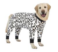 Large Dog Pajamas, Lightweight Cotton Anti-Hair Shirt Onesie Jumpsuit for Medium Large Dog - 26 (White Leopard)